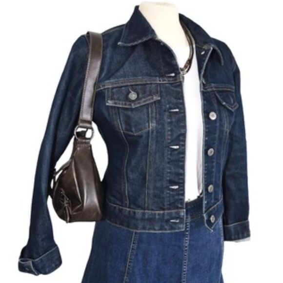 GAP XS Dark Wash Denim Jacket Y2K Minimalist - Picture 2 of 4